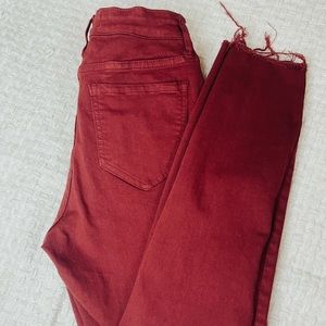 Burgundy Red Skinny Denim Cello Pants, Size 5